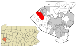 Allegheny County Pennsylvania incorporated and unincorporated areas Moon township highlighted